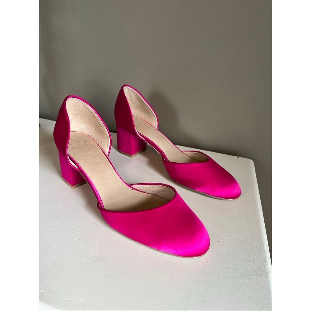Alex + Alex Fuchsia Satin Block Heel Pumps D’Orsay Pink Size 8